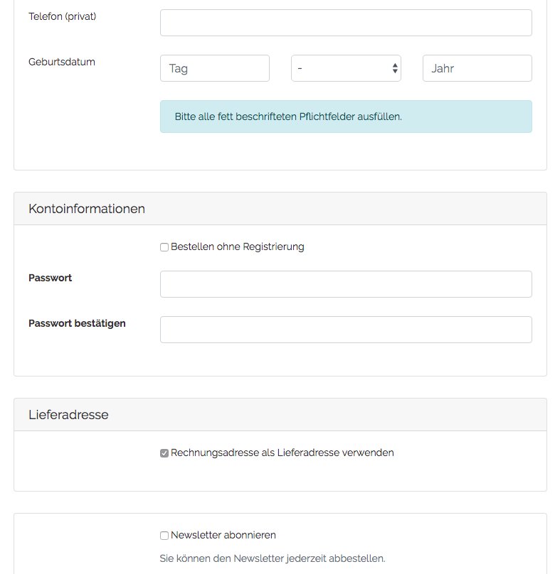 Vereinfachter Checkout OXID Wave Theme