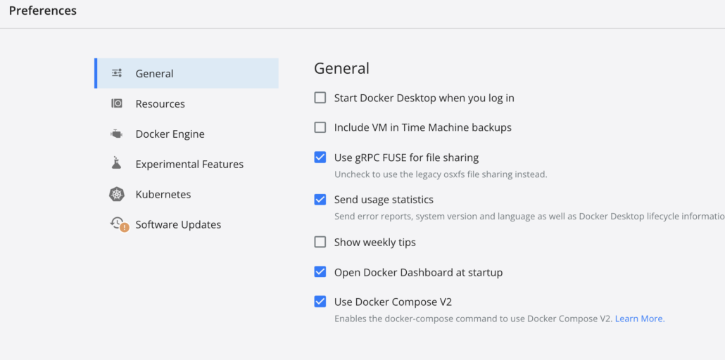 Docker Preferences